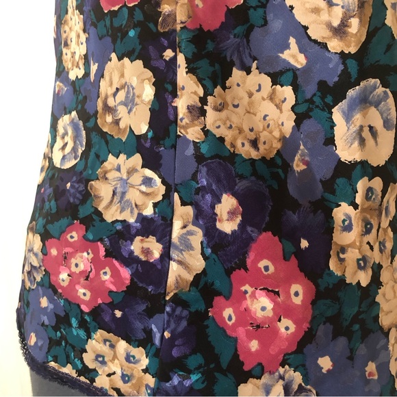 Vintage Floral Camisole Slip Top Purple Lace Satin Rosette Romantic Lingerie Med - Picture 15 of 16